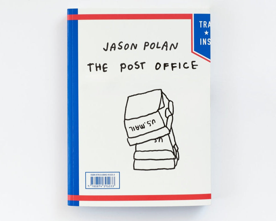 Book cover of 'The Post Office' by Jason Polan with a stack of mail illustrations on a white background.