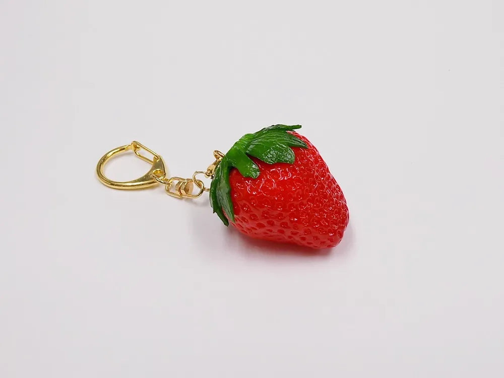 Strawberries with leaves keychain
