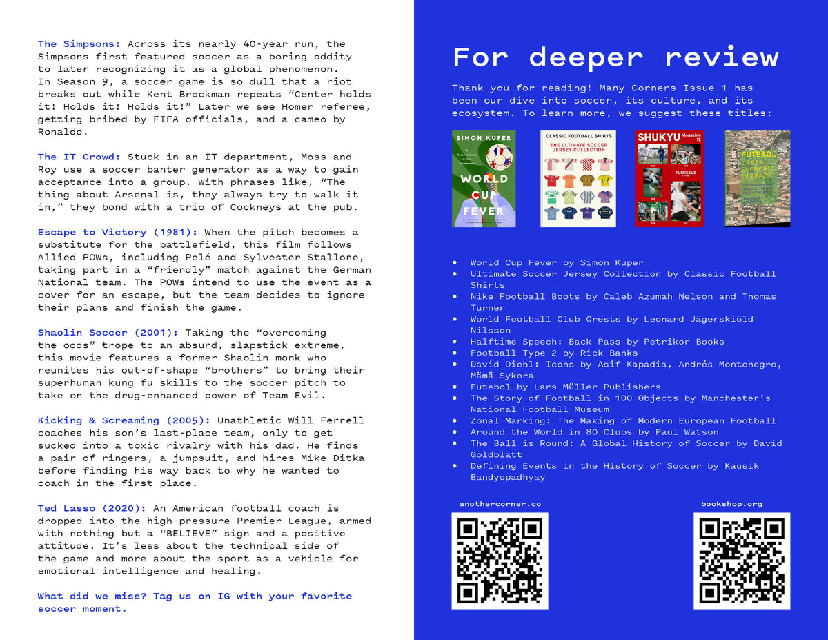 Many Corners Issue 1: Soccer — detail