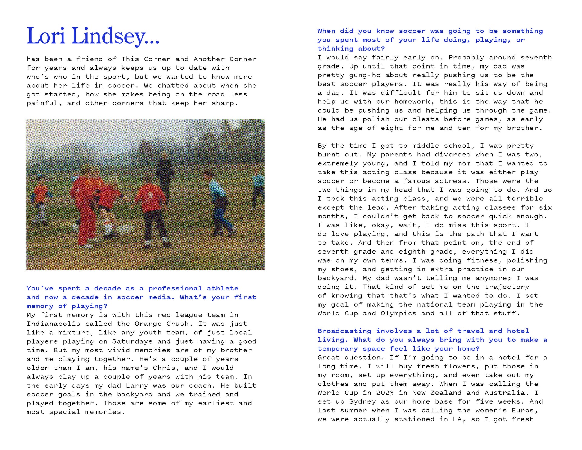 Many Corners Issue 1: Soccer