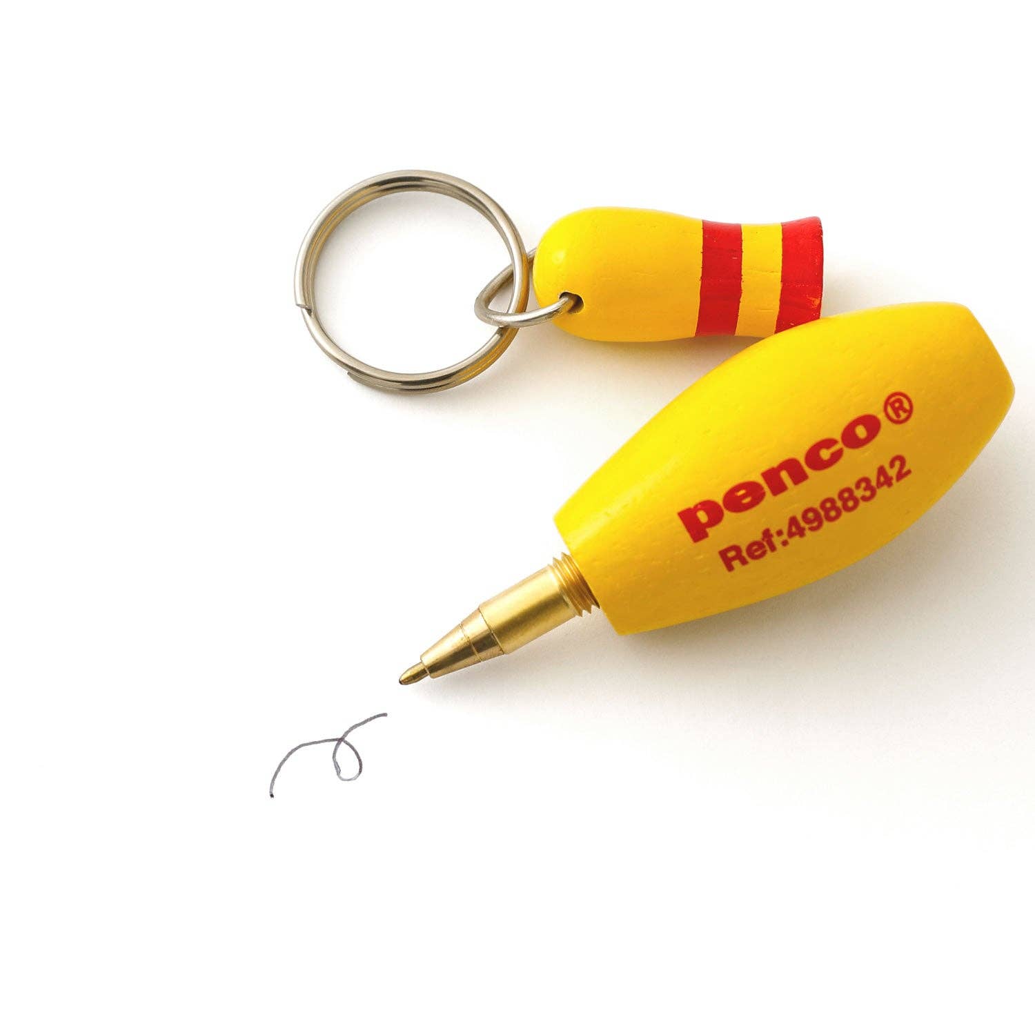Bowl-point ballpoint pen keychain — detail