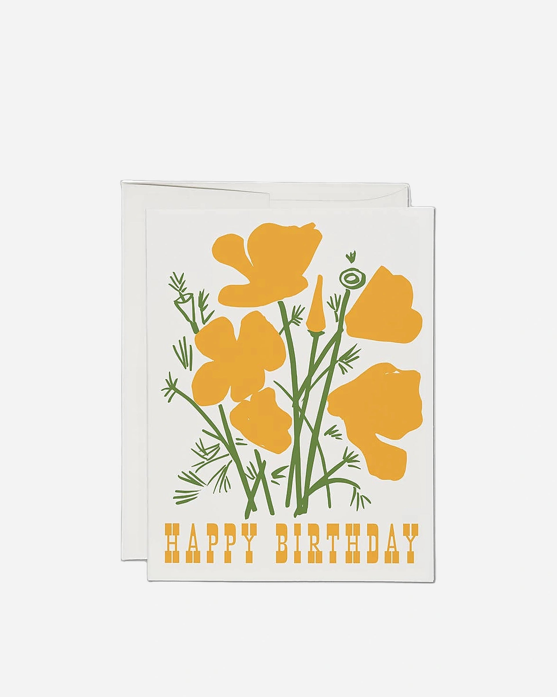 A photo of California Poppy birthday greeting card