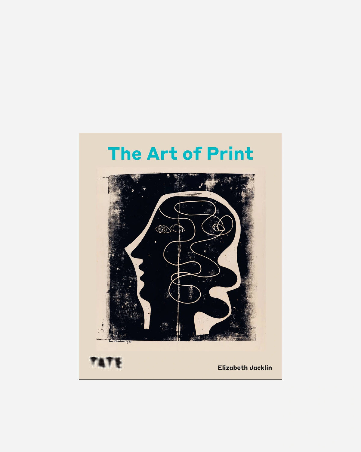 Book cover of 'The Art of Print' by Elizabeth Jacklin with a stylized face design.