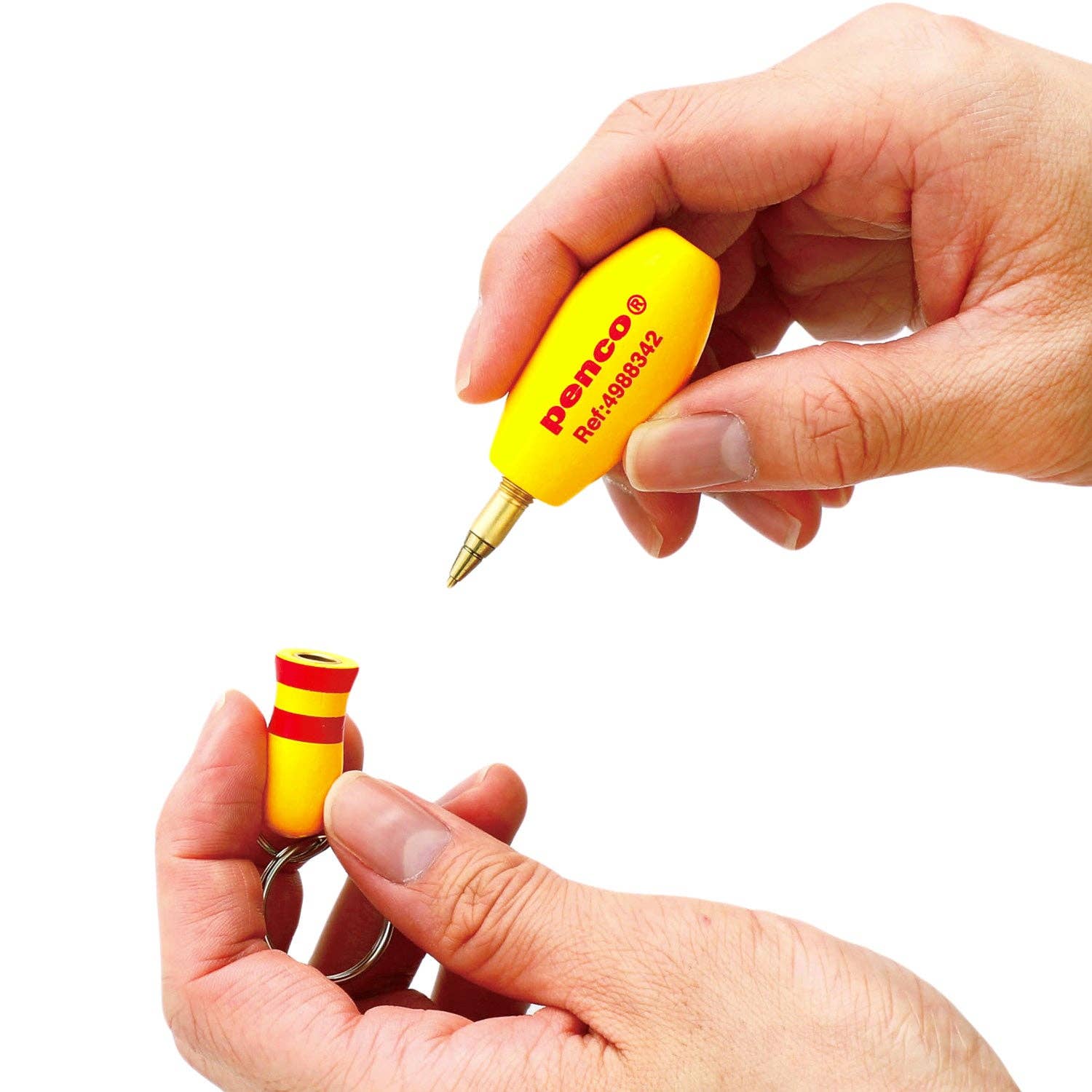 Bowl-point ballpoint pen keychain — detail