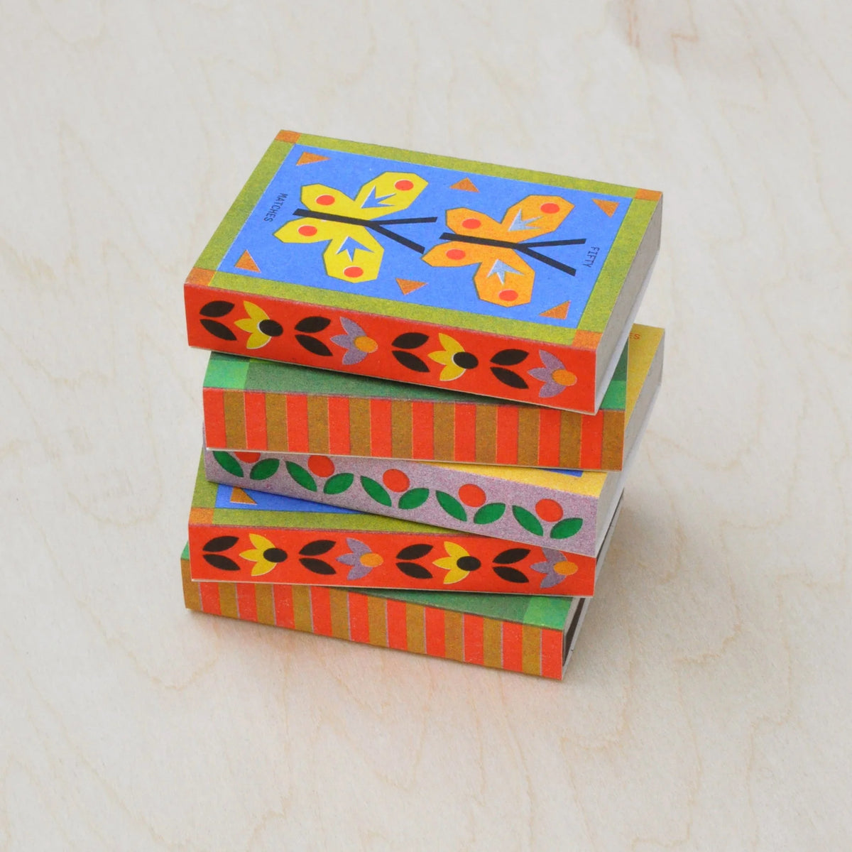 Butterfly risograph printed matchbox — detail