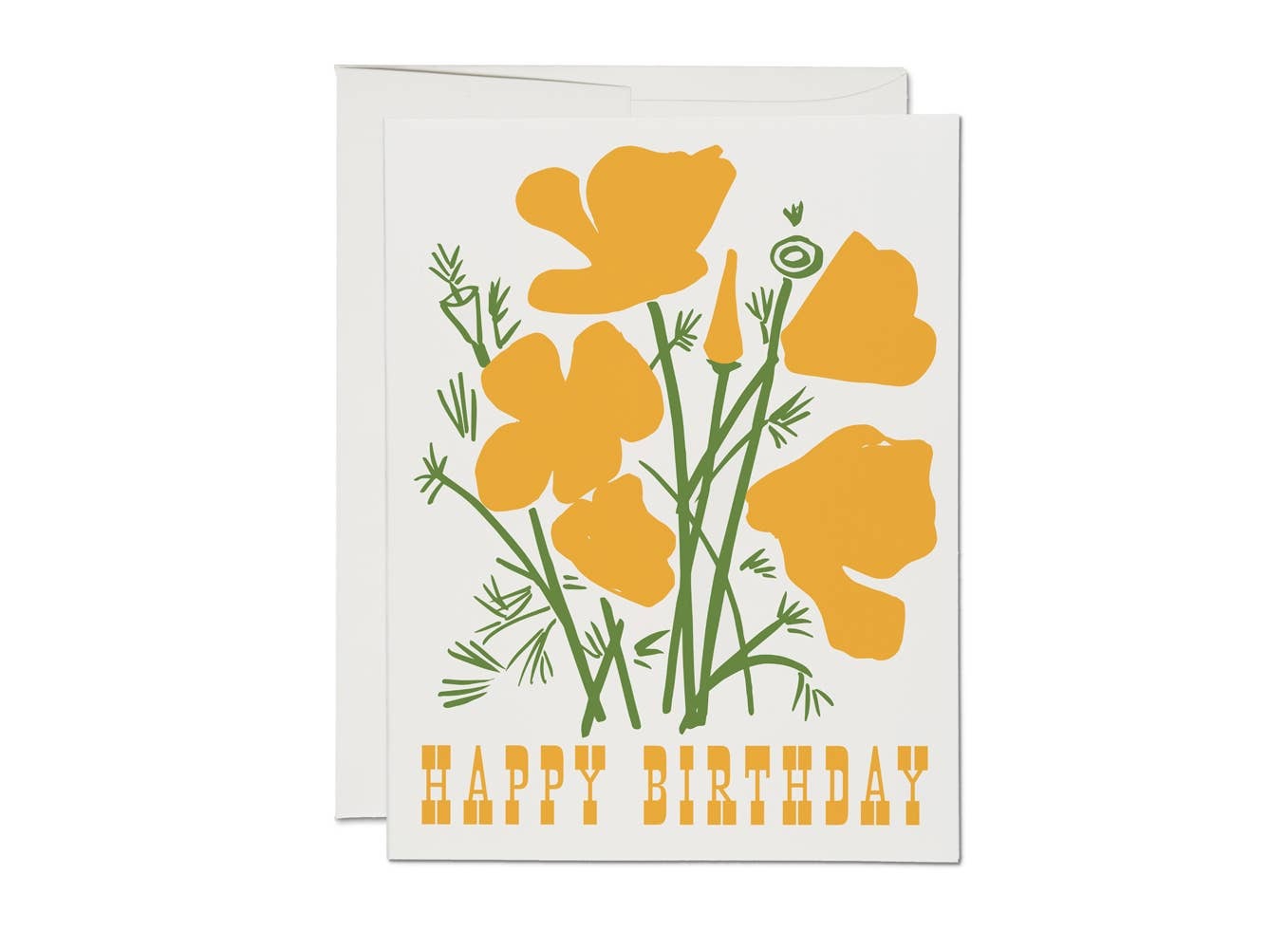 A photo of California Poppy birthday greeting card