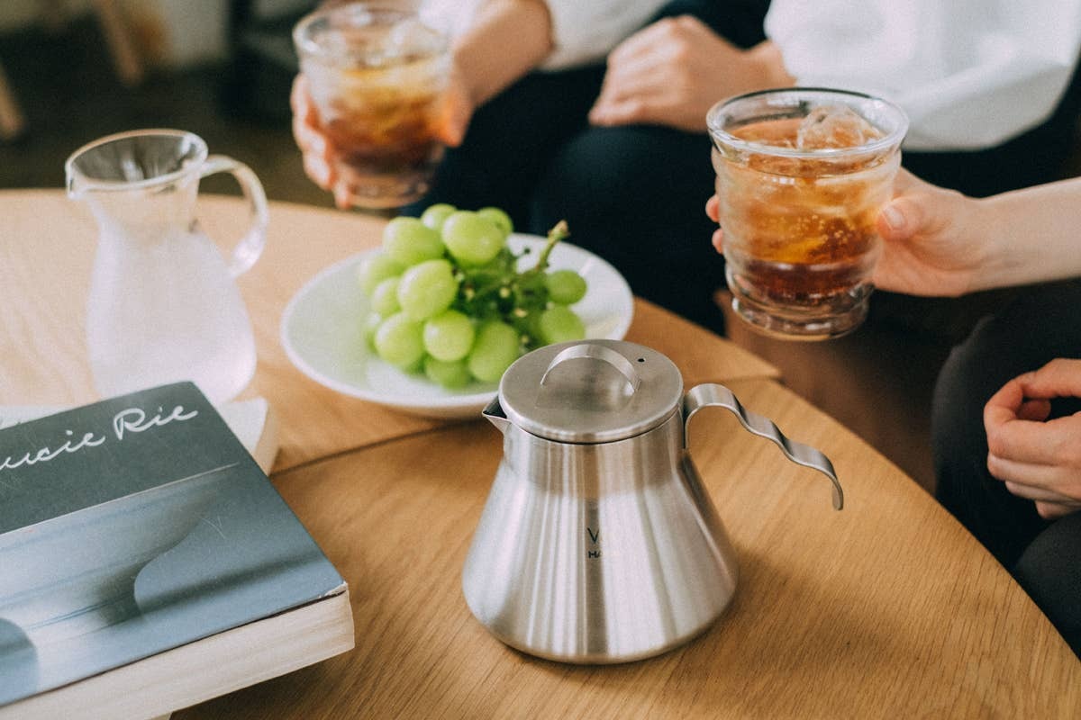 A photo of Outdoor V60 Metal coffee server in silver