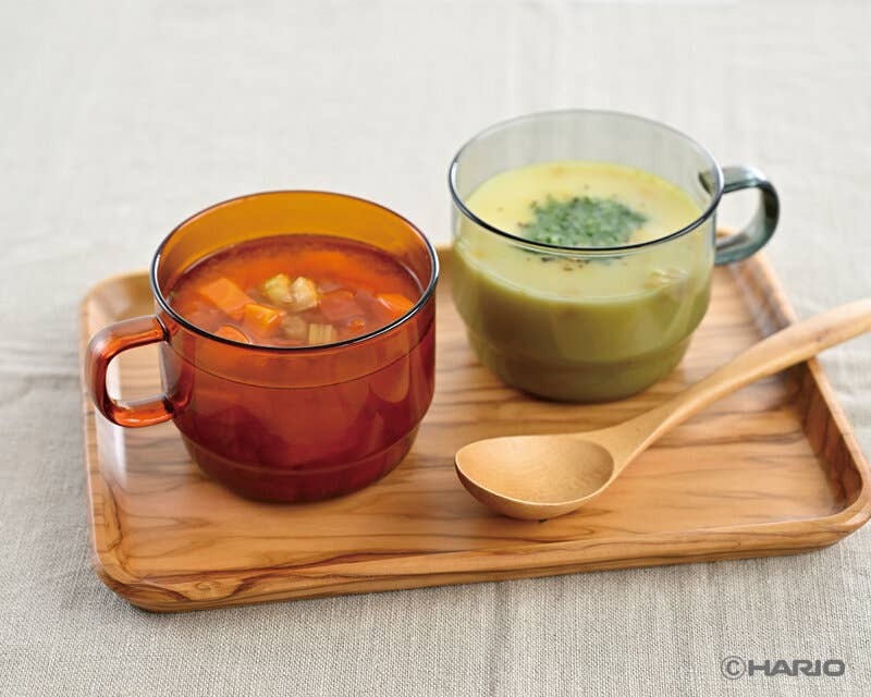 A photo of Glass stackable mug in amber