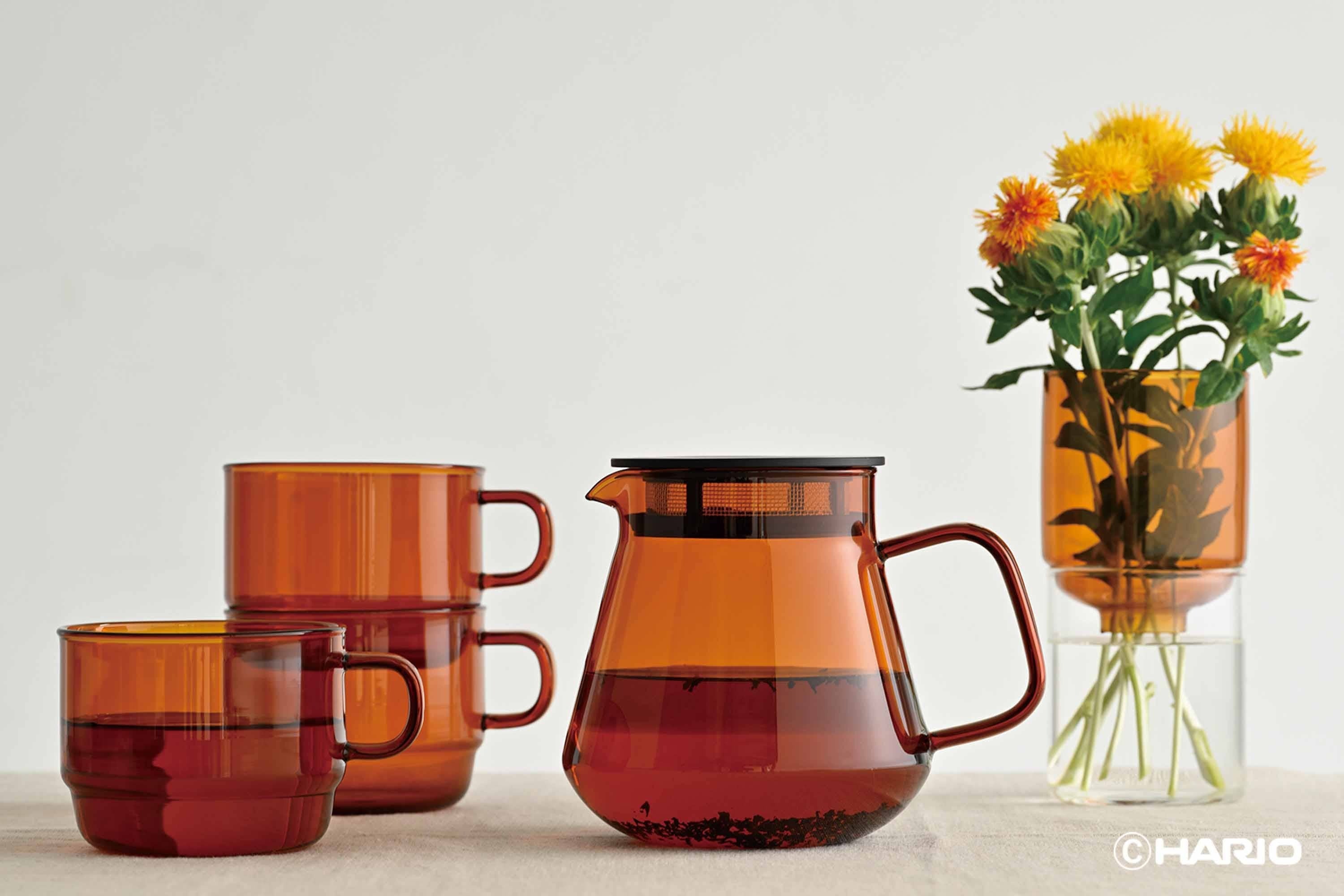 A photo of Glass stackable mug in amber