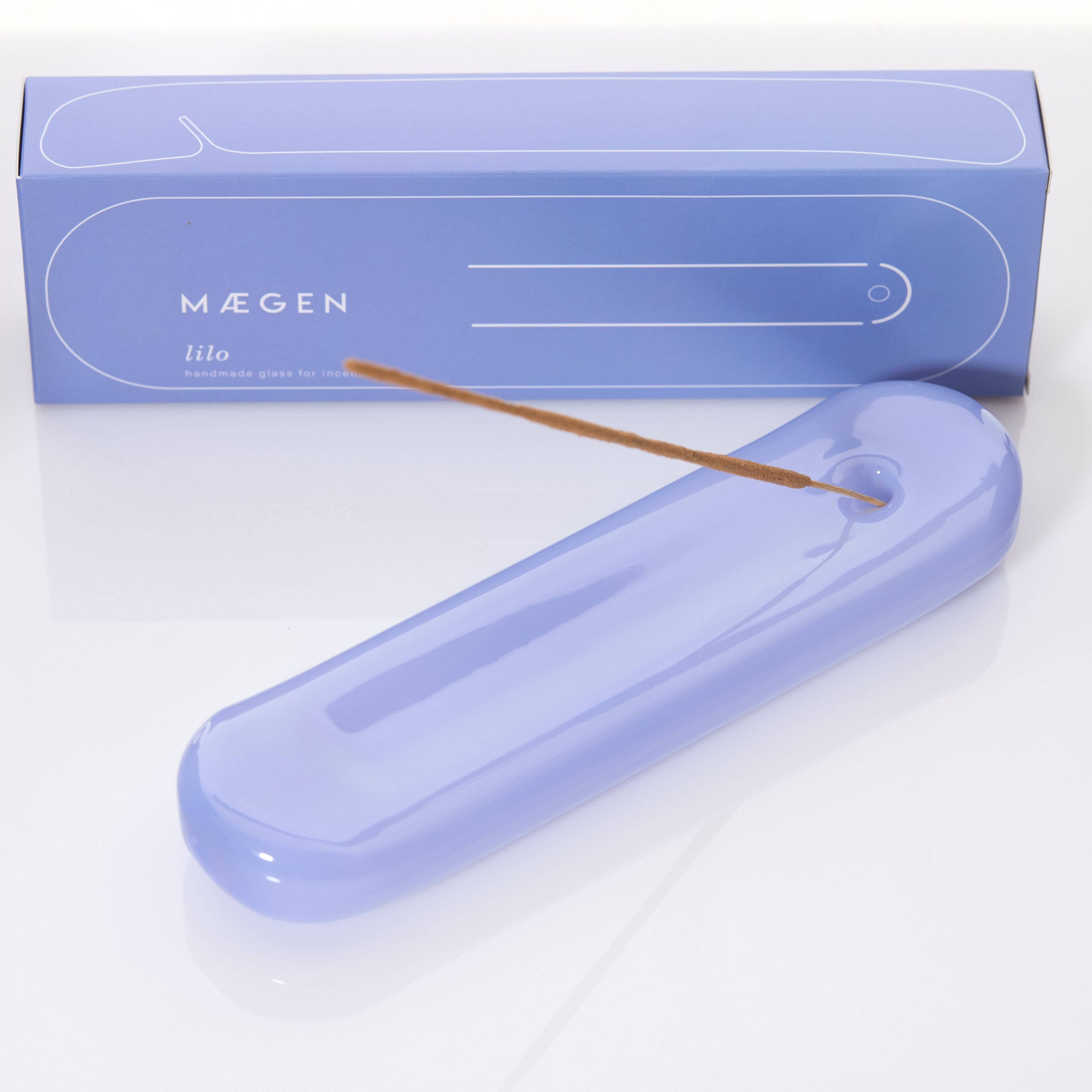 A photo of Lilo glass incense holder in milky blue