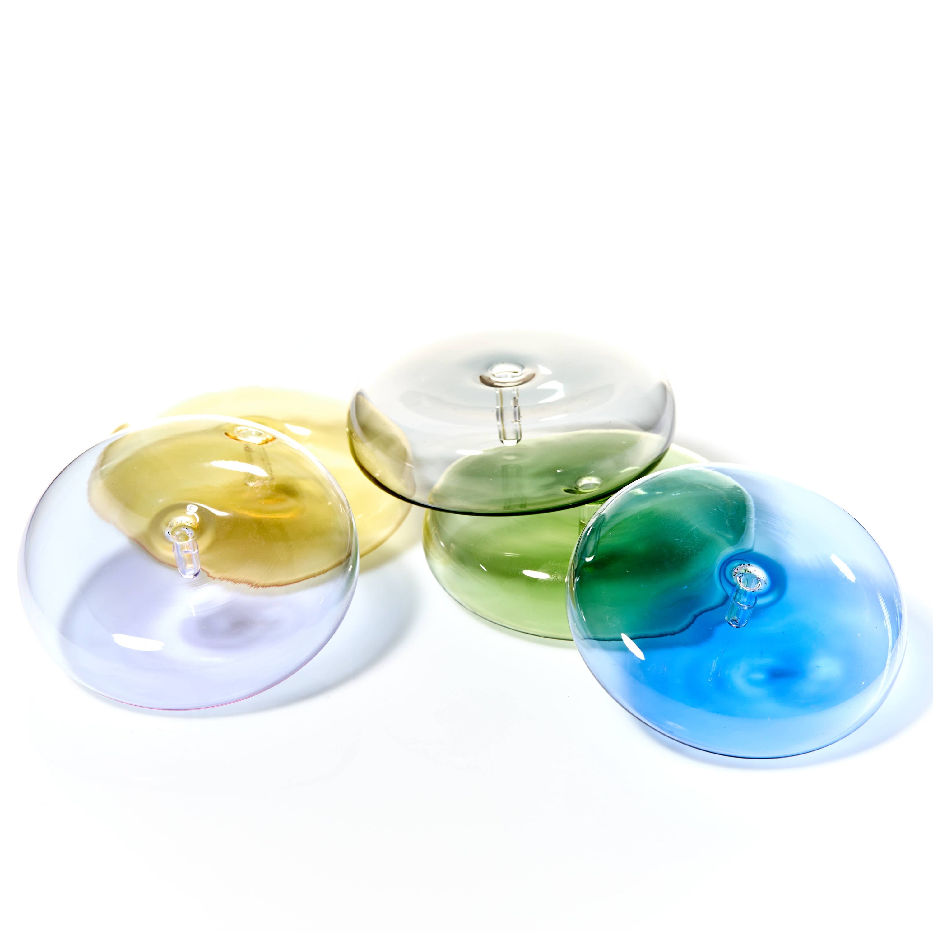 A photo of Dimple glass incense holder in blue